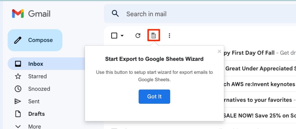 new icon emails to sheets